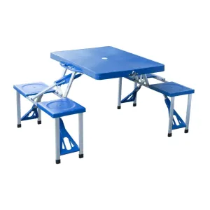 Rootz Aluminum Camping Table Set - Picnic Bench Seating Group - Foldable Garden Table - Quick Setup - Lightweight - Durable Construction - 135.5cm x 84.5cm x 66cm