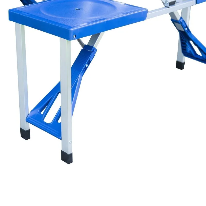 Rootz Aluminum Camping Table Set - Picnic Bench Seating Group - Foldable Garden Table - Quick Setup - Lightweight - Durable Construction - 135.5cm x 84.5cm x 66cm