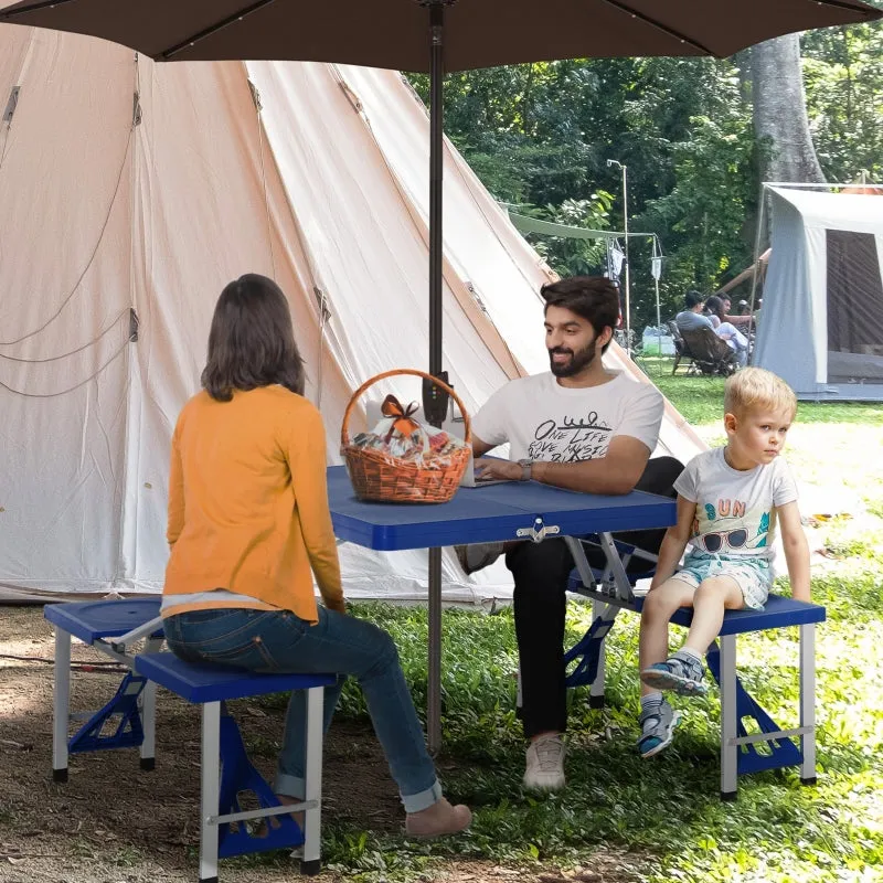 Rootz Aluminum Camping Table Set - Picnic Bench Seating Group - Foldable Garden Table - Quick Setup - Lightweight - Durable Construction - 135.5cm x 84.5cm x 66cm