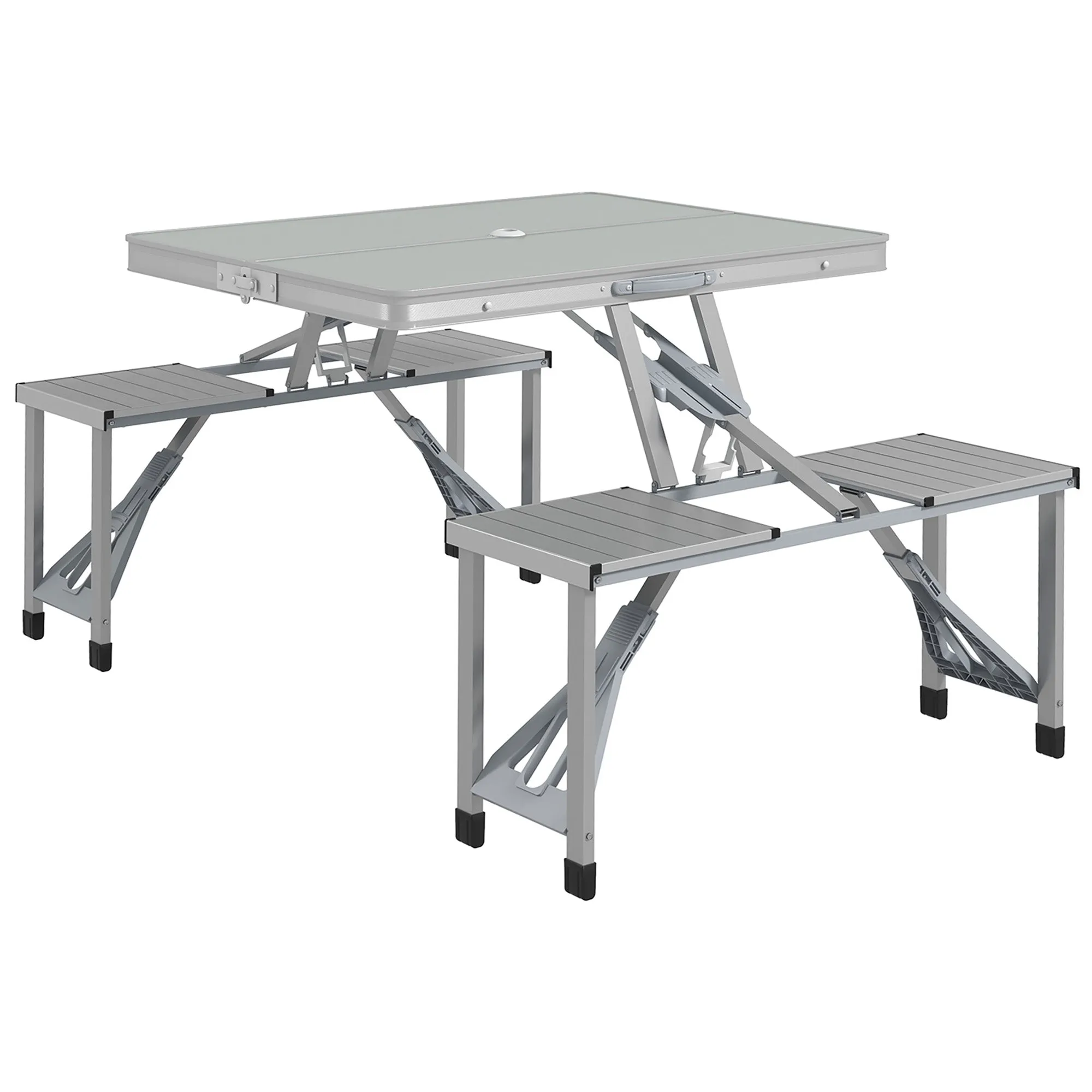 Rootz Camping Table and Chair Set - Picnic Furniture - Portable Suitcase - Aluminum - 85.5L x 67.5W x 67H cm
