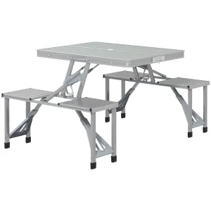 Rootz Camping Table and Chair Set - Picnic Furniture - Portable Suitcase - Aluminum - 85.5L x 67.5W x 67H cm