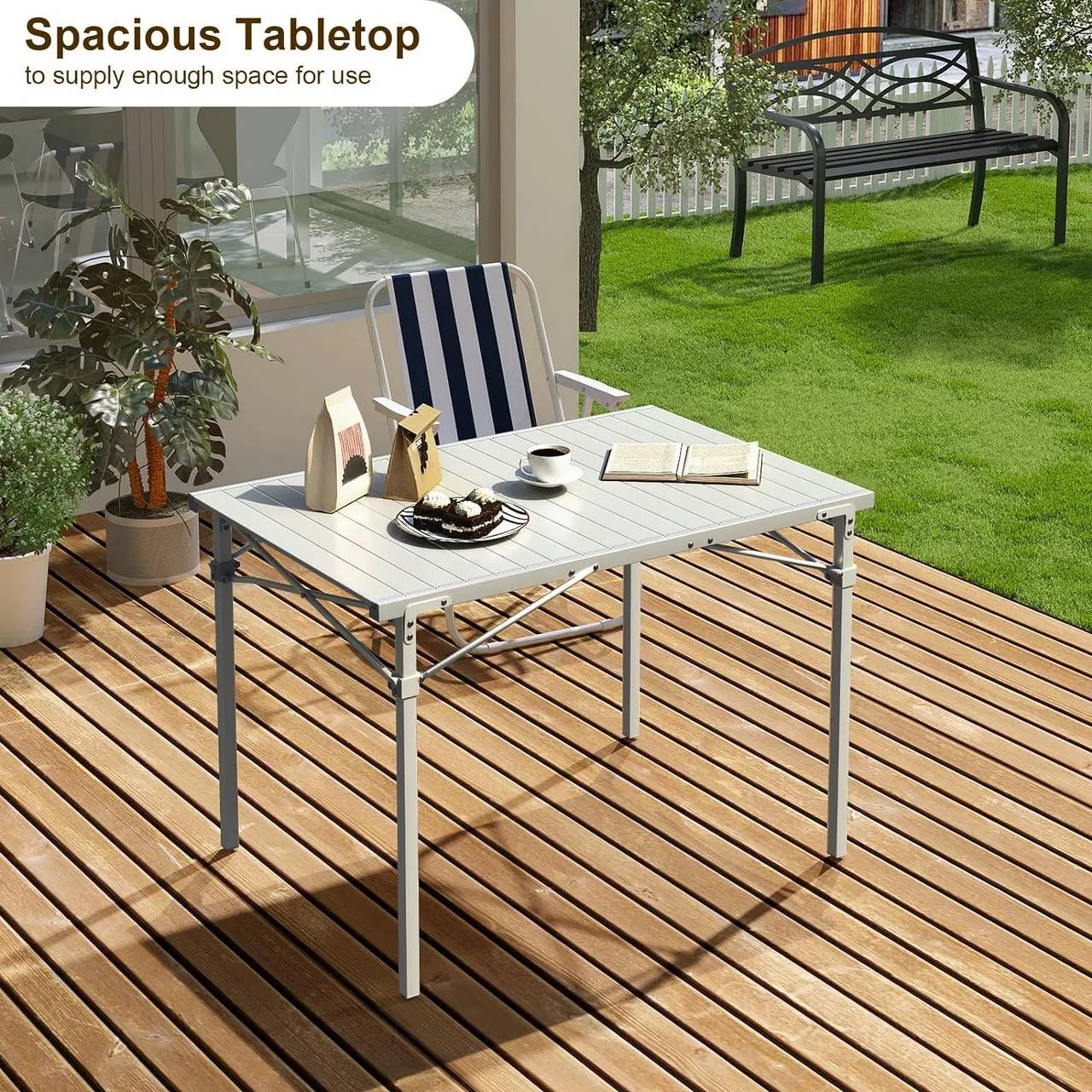 Rootz Camping Table - Folding Table - Collapsible Outdoor Table - Aluminum Frame - 69cm x 70cm x 104cm