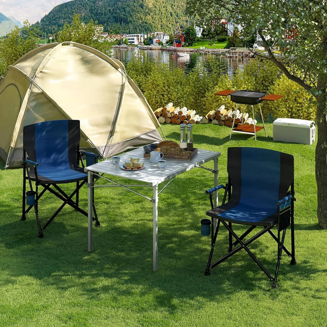 Rootz Camping Table - Folding Table - Collapsible Outdoor Table - Aluminum Frame - 69cm x 70cm x 104cm