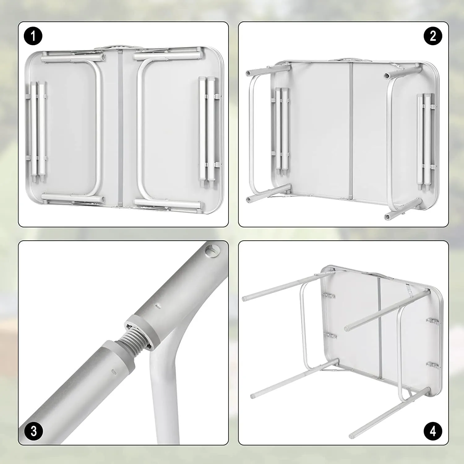 Rootz Camping Table - Outdoor Folding Table - Picnic Table - Lightweight & Foldable - Height Adjustable - Sturdy & Stable - 55cm x 25.5/58.5cm x 75cm