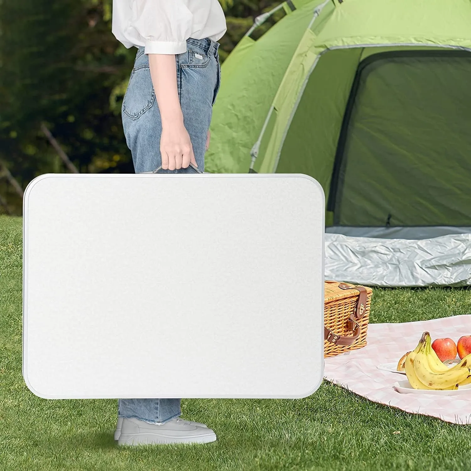 Rootz Camping Table - Outdoor Folding Table - Picnic Table - Lightweight & Foldable - Height Adjustable - Sturdy & Stable - 55cm x 25.5/58.5cm x 75cm