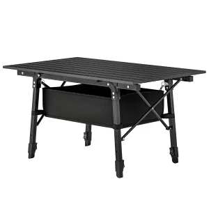 Rootz Camping Table - Picnic Table - Bivvy Table - Adjustable Height & Foldable - 90cm x 55cm x 45-66cm