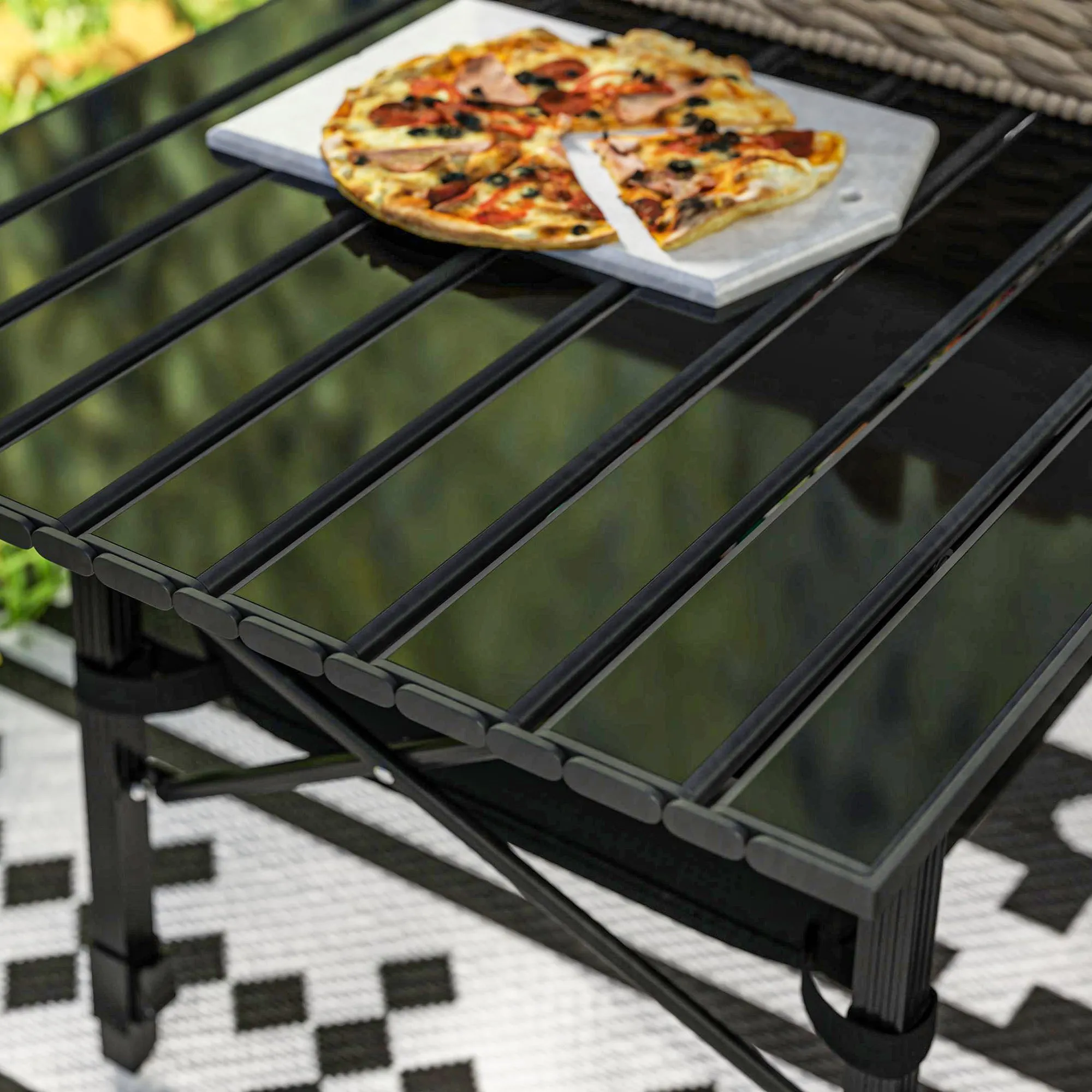 Rootz Camping Table - Picnic Table - Bivvy Table - Adjustable Height & Foldable - 90cm x 55cm x 45-66cm