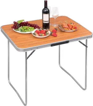 Rootz Folding Camping Table - Aluminum Portable Table - Compact & Lightweight - MDF Top - 60cm x 70cm x 80cm