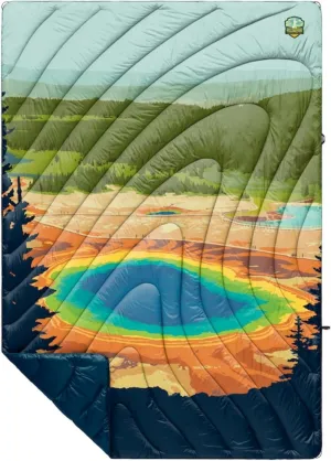 Rumpl Original Puffy Blanket - Warm Puffy Camping Blanket, 100% Recycled Polyester Insulation, Lightweight, Packable, Water-Resistant, Outdoor Puffer Blanket, 52"x75", Yellowstone