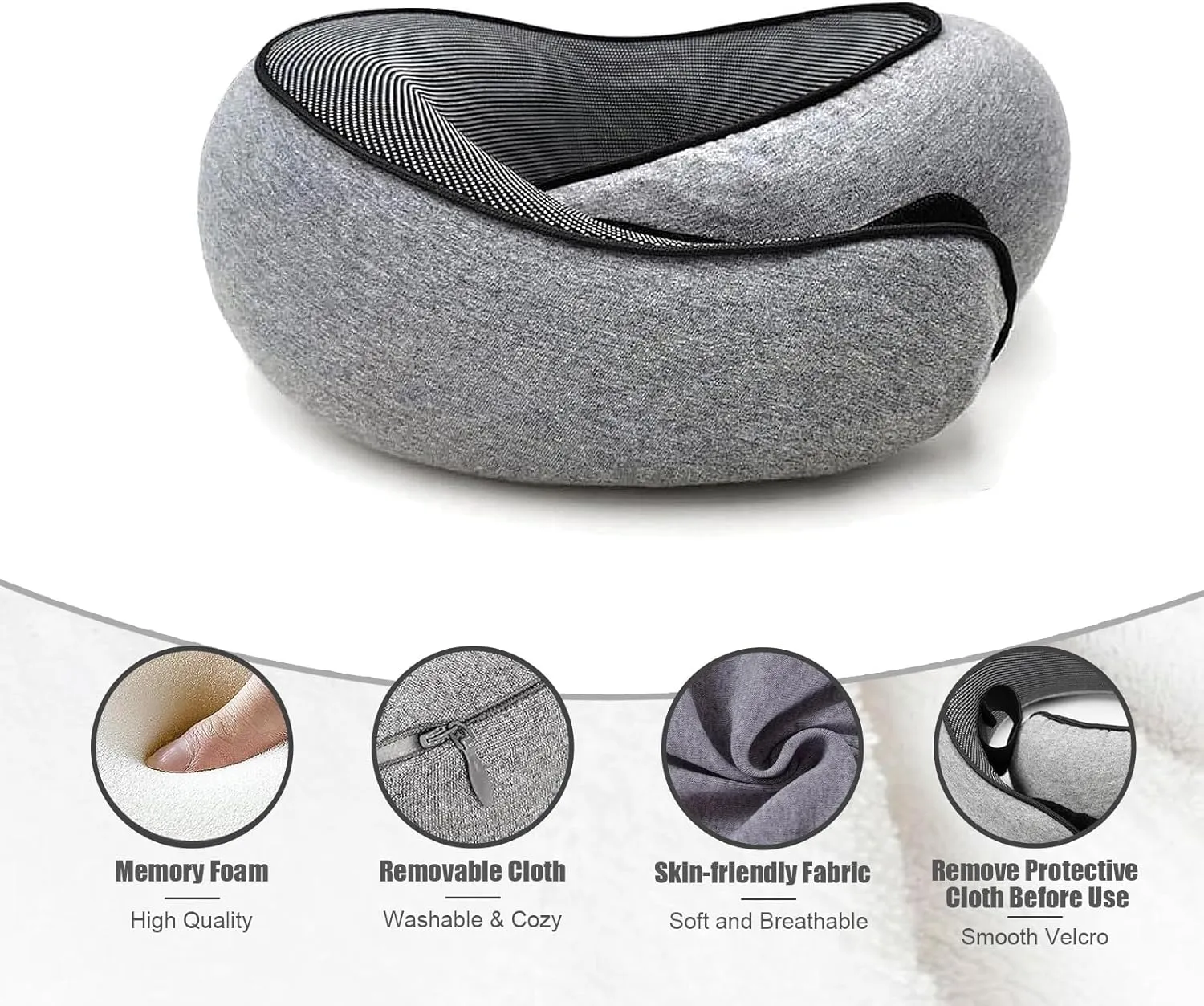 RURING Travel Pillows for Airplanes, Travel Neck Pillow Travel Pillow, Neck Pillow Airplane Memory Foam 360 Degree Support Stowable Pillows for Airplanes Offices and Cars (Dark Gray)