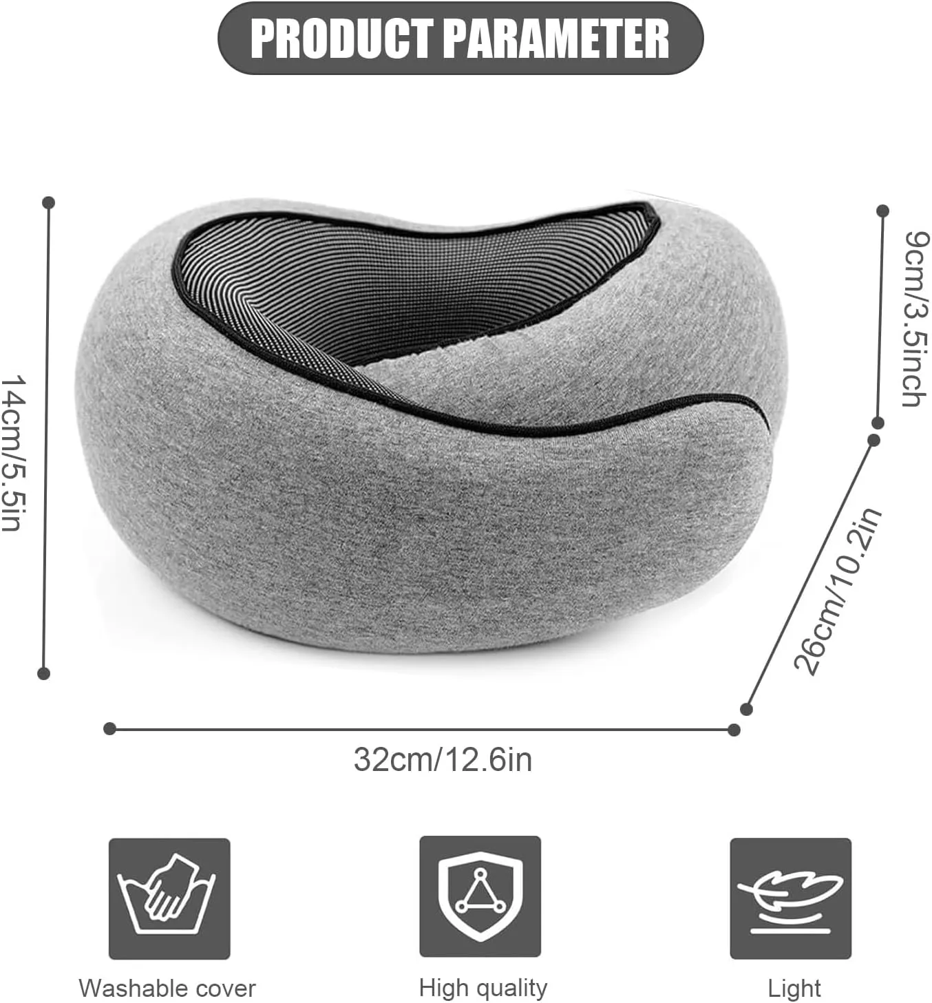 RURING Travel Pillows for Airplanes, Travel Neck Pillow Travel Pillow, Neck Pillow Airplane Memory Foam 360 Degree Support Stowable Pillows for Airplanes Offices and Cars (Dark Gray)