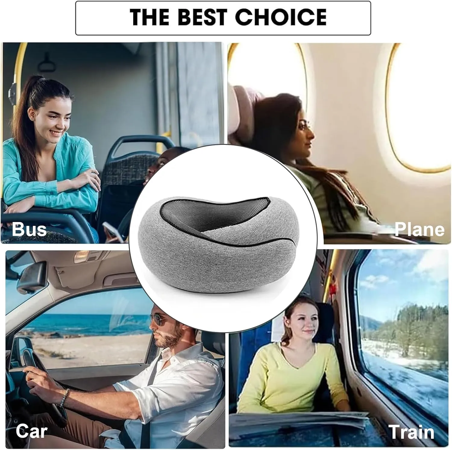 RURING Travel Pillows for Airplanes, Travel Neck Pillow Travel Pillow, Neck Pillow Airplane Memory Foam 360 Degree Support Stowable Pillows for Airplanes Offices and Cars (Dark Gray)