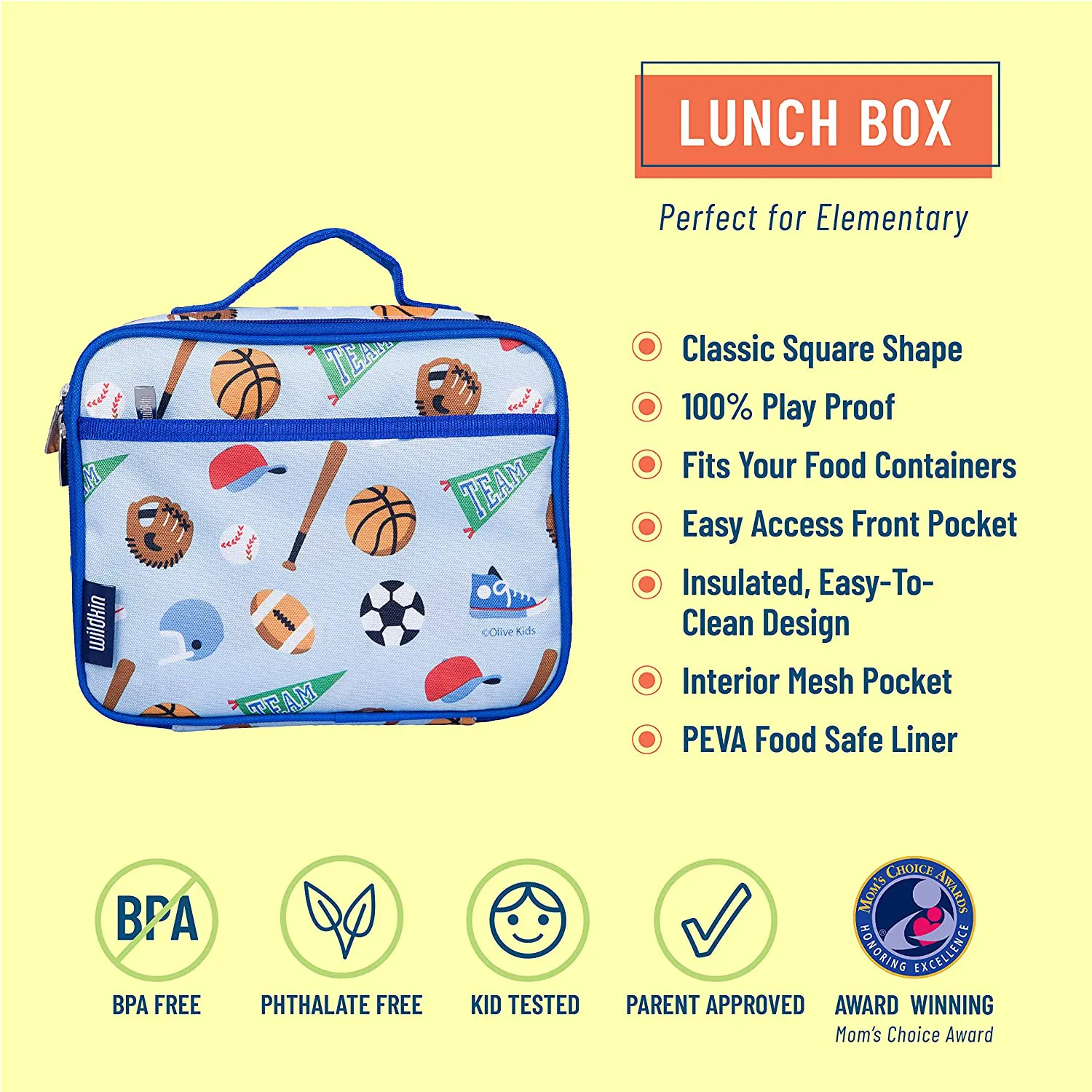 Rynx | Wildkin Kids Insulated Lunchbox Bag for Boys and Girls, Perfect Size for Packing Hot or Cold Snacks for School and Travel, Measures 9.75 x 7 x 3.25 Inches, BPA-Free, Olive Kids (Jurassic Dinosaurs)