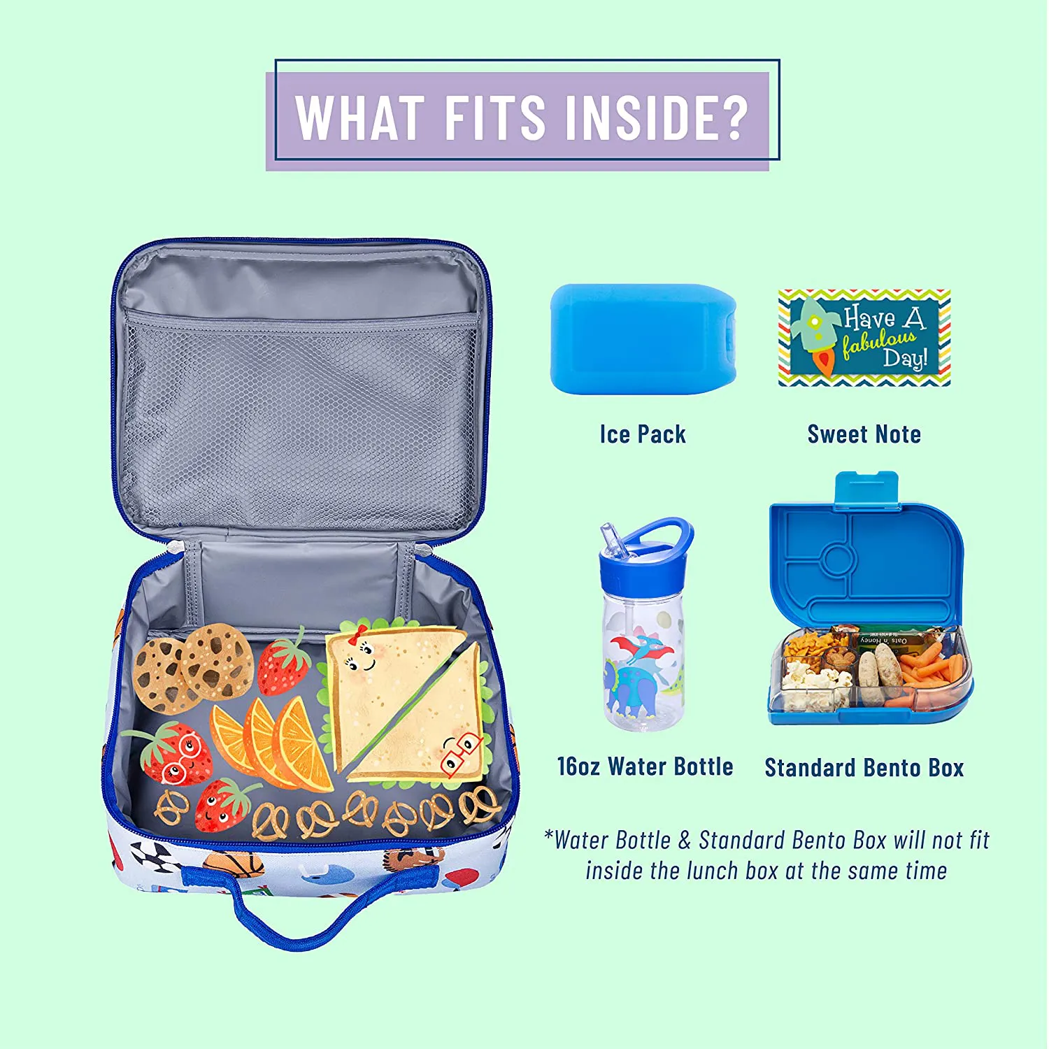 Rynx | Wildkin Kids Insulated Lunchbox Bag for Boys and Girls, Perfect Size for Packing Hot or Cold Snacks for School and Travel, Measures 9.75 x 7 x 3.25 Inches, BPA-Free, Olive Kids (Jurassic Dinosaurs)