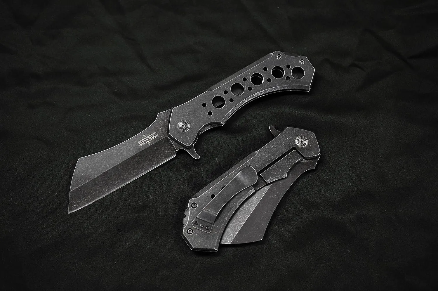 S-TEC 12-inch Rugged Chef Field Tactical Folding Cleaver (Stonewashed)