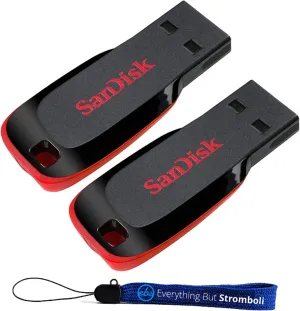 SanDisk 8GB Cruzer Blade Flash Drive 2 Pack SDCZ50-008G-B35 - Bundle with 1 Everything But Stromboli Lanyard