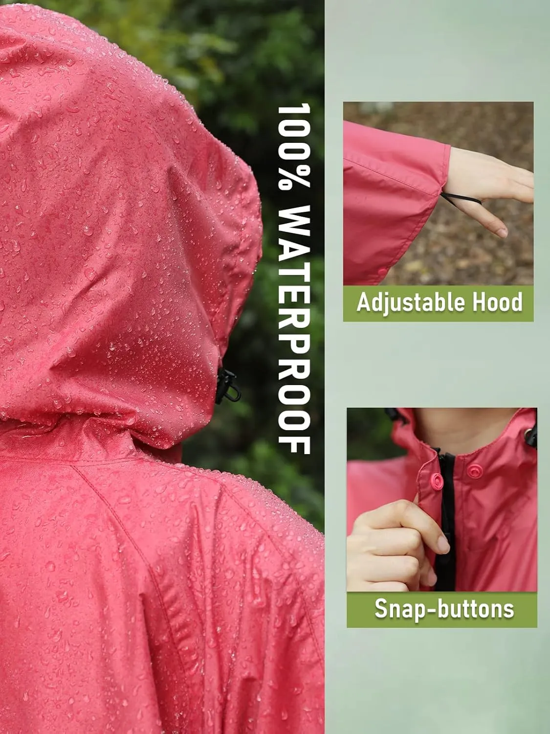 SaphiRose Unisex Rain Poncho Hooded Waterproof Raincoat for Adults Women