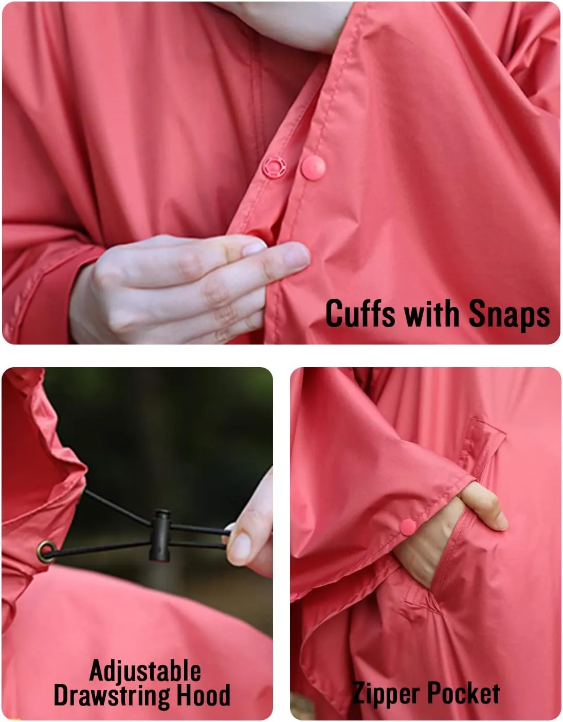 SaphiRose Unisex Rain Poncho Hooded Waterproof Raincoat for Adults Women