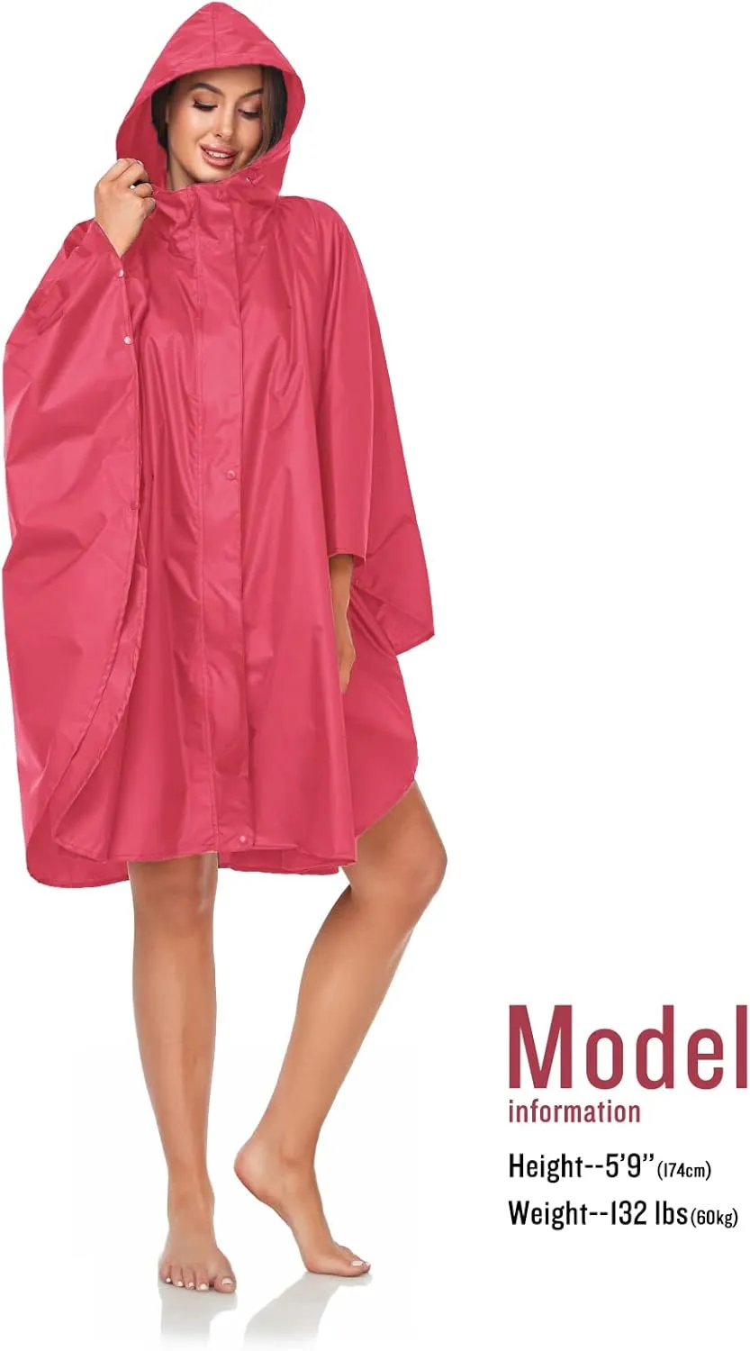 SaphiRose Unisex Rain Poncho Hooded Waterproof Raincoat for Adults Women