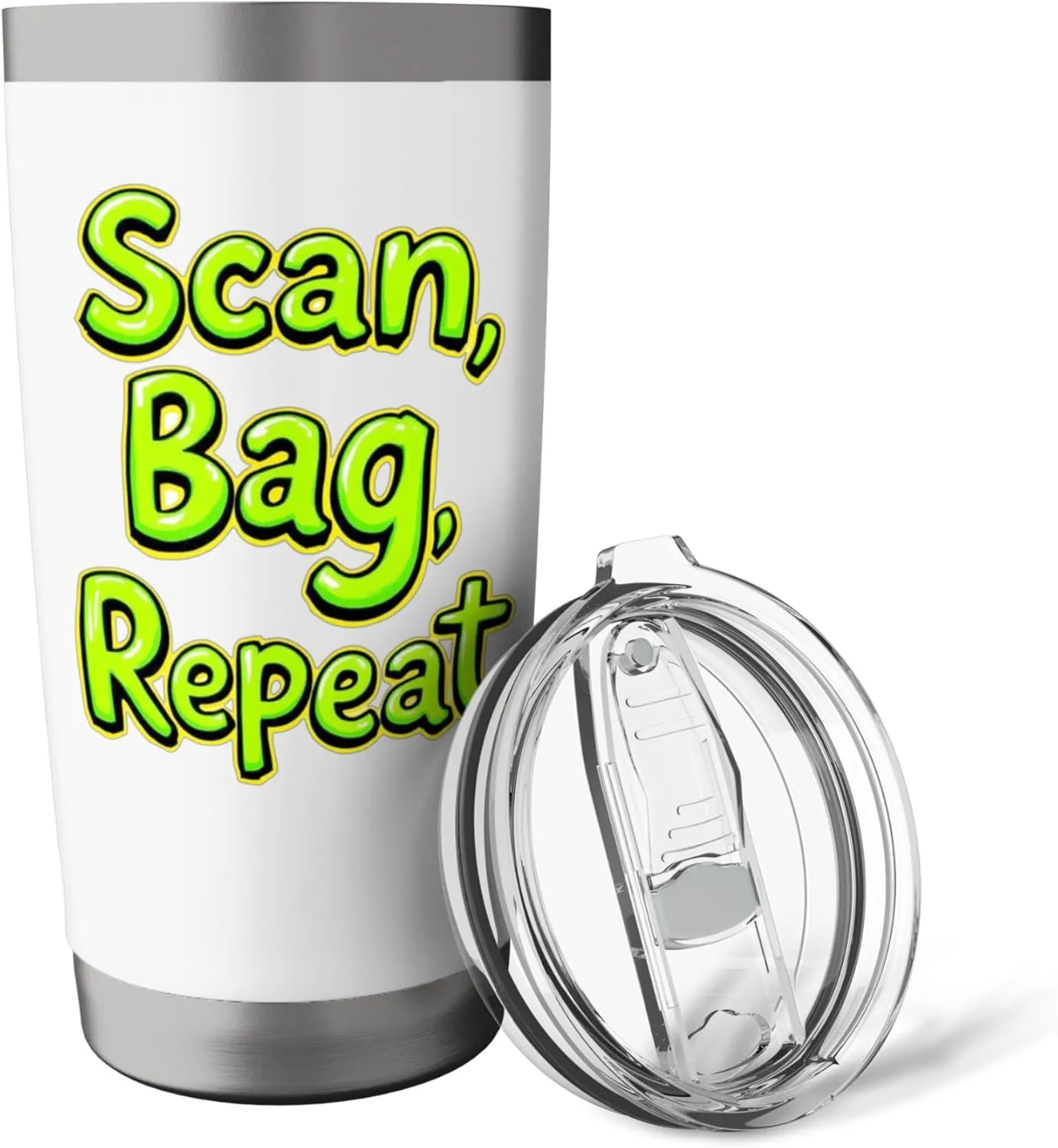Scan Bag Repeat Funny Self-Checkout Efficiency Retail Humor Stainless Steel Insulated Tumbler