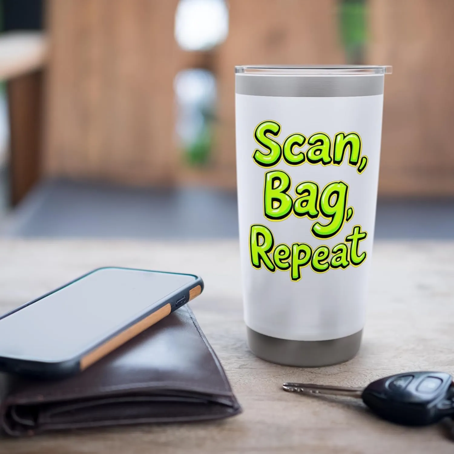 Scan Bag Repeat Funny Self-Checkout Efficiency Retail Humor Stainless Steel Insulated Tumbler