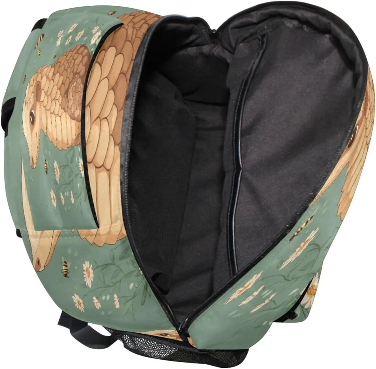 School Backpack for Unisex Adult Fashion Backpack With Water Bottle Pocket with Chest Strap for College Work Cute Pangolin Sage Green