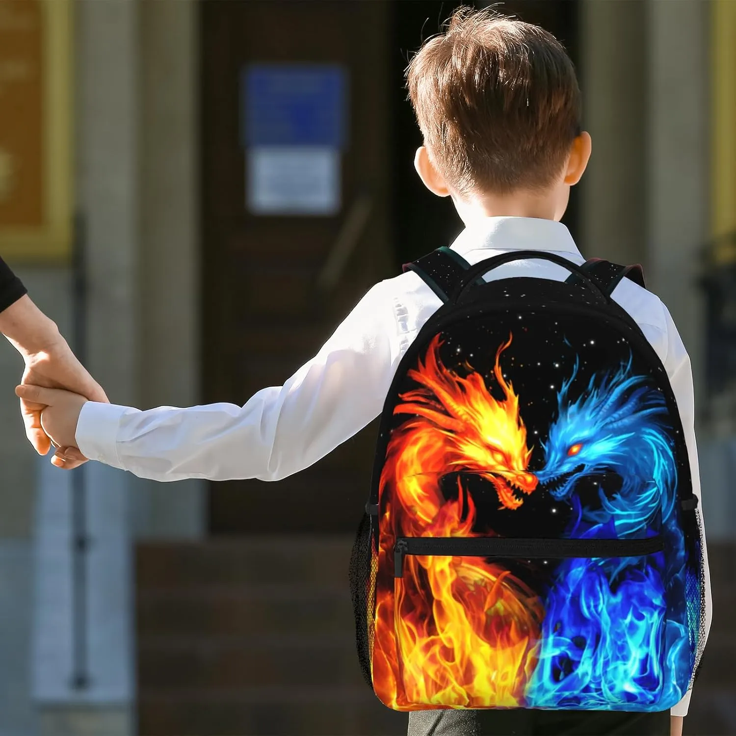School Boys Backpack Ages 8-10 Abstract Dragon Backpack Fire Bookbag Water Resistant Bag Travel Hiking Camping Daypack For Kids Teens Boys Girls