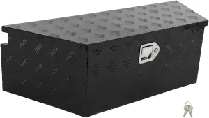 SCITOO 39inch Black Heavy Duty Aluminum Truck Bed Tool Box Chest Box Aluminum Trailer Tongue Box for Pick Up Truck Bed RV Trailer Tool Box with Lock and Keys