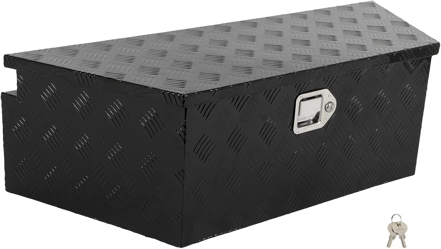 SCITOO 39inch Black Heavy Duty Aluminum Truck Bed Tool Box Chest Box Aluminum Trailer Tongue Box for Pick Up Truck Bed RV Trailer Tool Box with Lock and Keys