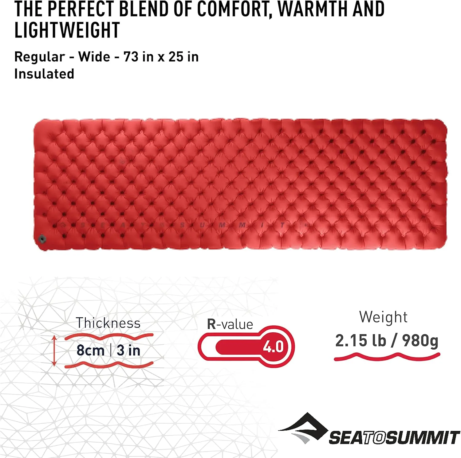 Sea to Summit Comfort Plus XT Extra-Thick Insulated Camping Air Mattress, Regular (72 x 25 x 3 inches)