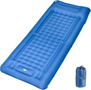 Self-Inflatable Sleeping Pad, 5" Ultra-Thick Sleeping Mattress with Pillow Built-in Foot Pump, Waterproof Camping Pad with Storage Bag, Easy Roll Up Portable Sleeping Mat for Tent,Car,Hiking