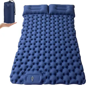 Self inflating 2 person outdoor camping sleeping mattress with pedal air pump and built in camping pillow 2 person outdoor camping bed light and portable, suitable for outdoor hiking and camping