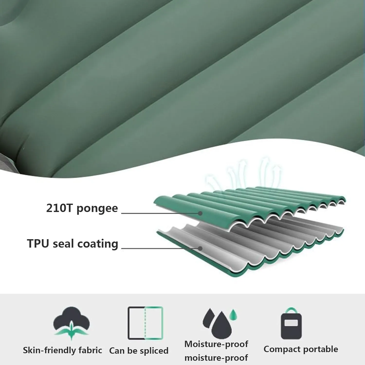 Set of 2 Sleeping Pad for Camping Ultralight Inflatable Sleeping Mat with Built-in Foot Pump and Pillow Lightweight Camping Mattress Pad for Car Camping Backpacking Tent and Hiking