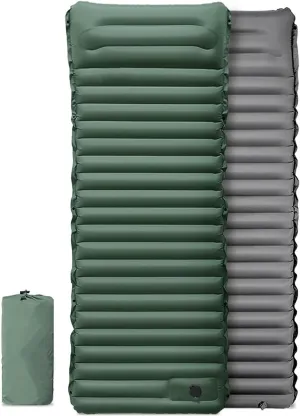 Set of 2 Sleeping Pad for Camping Ultralight Inflatable Sleeping Mat with Built-in Foot Pump and Pillow Lightweight Camping Mattress Pad for Car Camping Backpacking Tent and Hiking