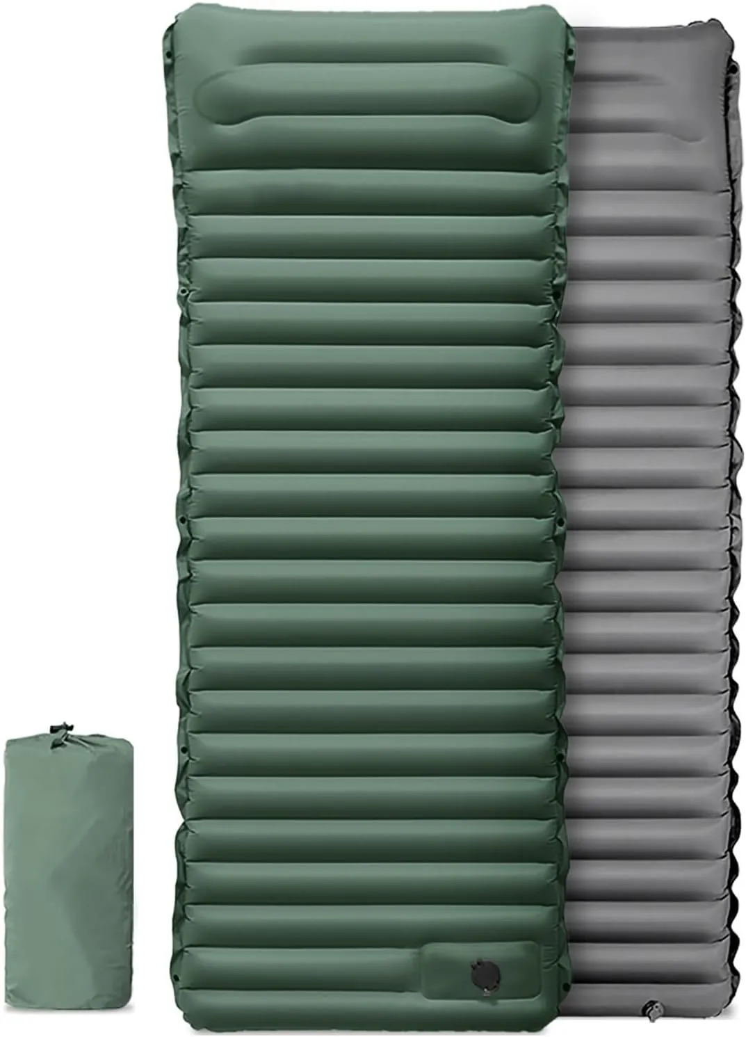 Set of 2 Sleeping Pad for Camping Ultralight Inflatable Sleeping Mat with Built-in Foot Pump and Pillow Lightweight Camping Mattress Pad for Car Camping Backpacking Tent and Hiking