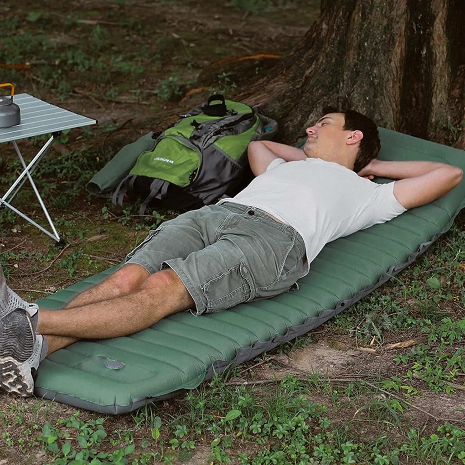 Set of 2 Sleeping Pad for Camping Ultralight Inflatable Sleeping Mat with Built-in Foot Pump and Pillow Lightweight Camping Mattress Pad for Car Camping Backpacking Tent and Hiking