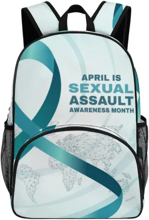 Sexual Assault Awareness Month Backpack for Worker Teacher Business Hiking Travel Bag Shoulders Bag