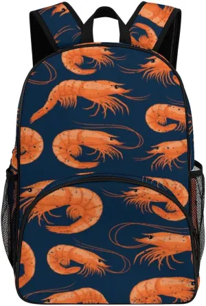 Shrimp Pattern Sea Food Backpack for Worker Teacher Business Hiking Travel Bag Shoulders Bag