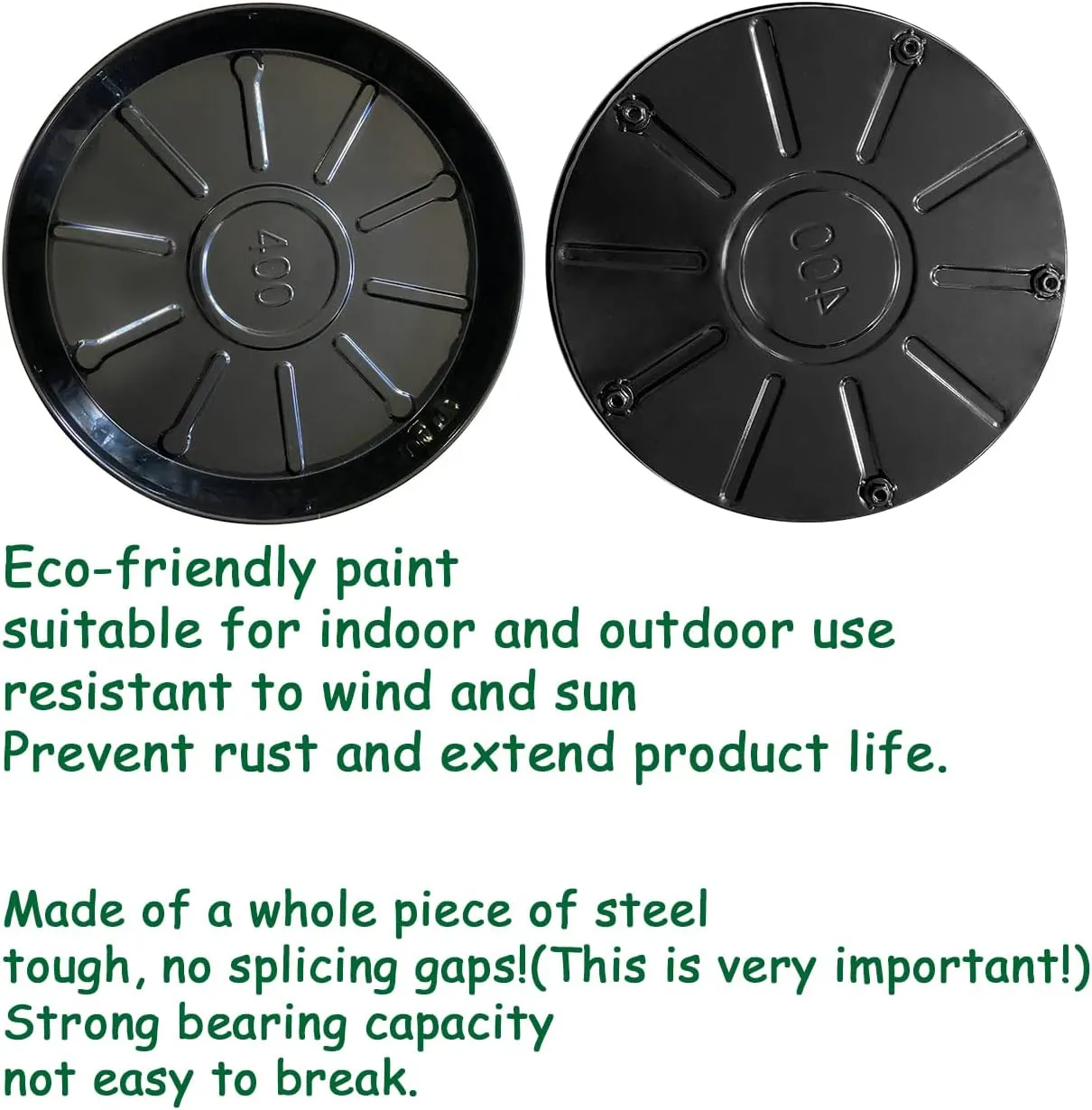 SIAMO Plant Caddies with Wheels Rolling Large Metal Heavy Duty Plant Stand with Wheels Moveable Planter Saucer Pot Mover Plant Dolly for Indoor Outdoor Use 16inches 2 Pcs Black