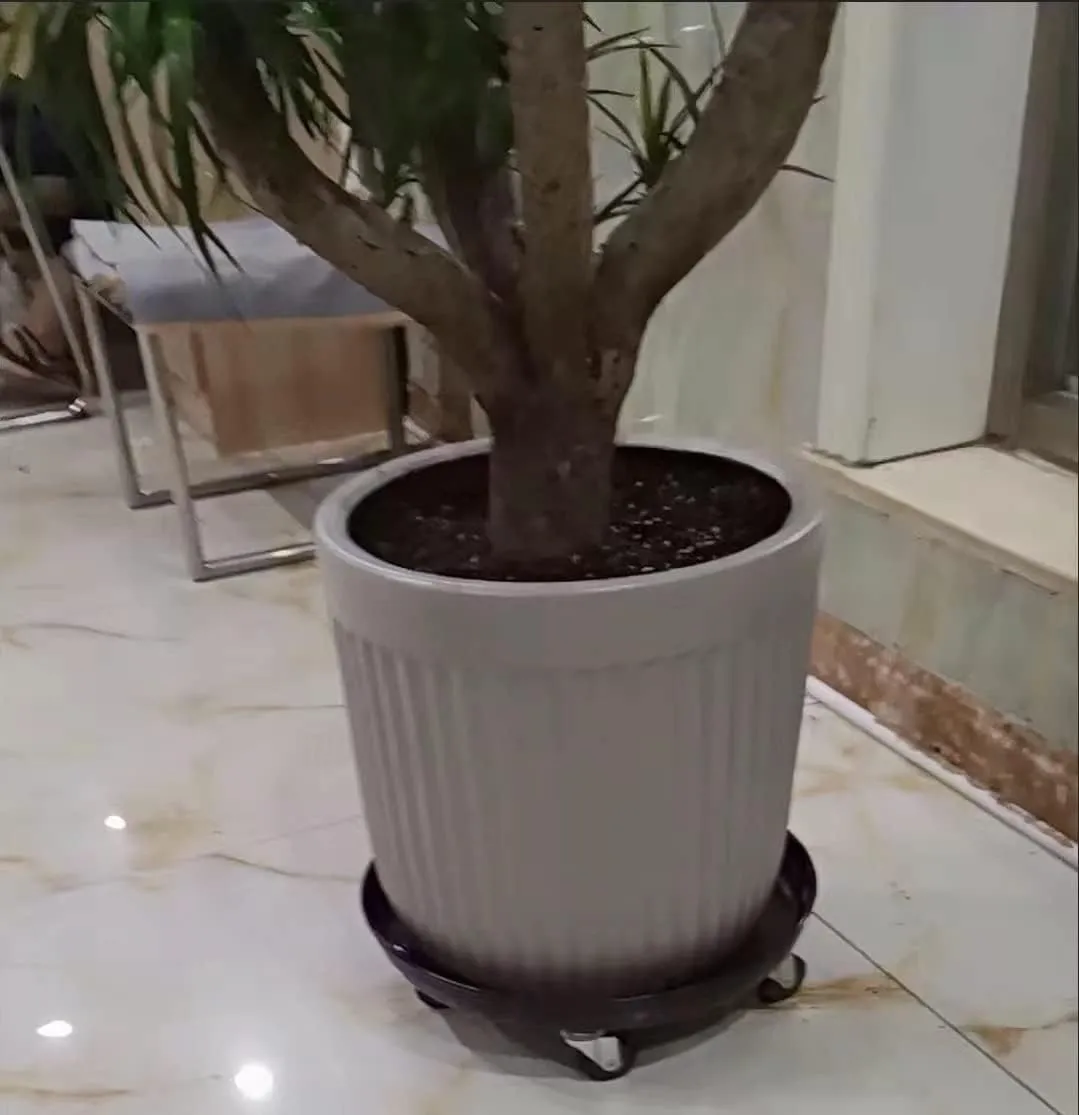 SIAMO Plant Caddy with Wheels Plant Dolly Rolling Large Metal Heavy Duty Plant Stand with Wheels Moveable Planter Saucer Pot Mover for Indoor Outdoor Use 18inches Black