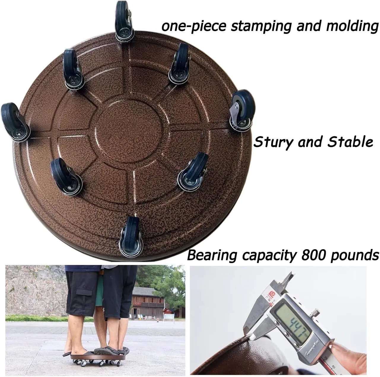 SIAMO Plant Caddy with Wheels Plant Dolly Rolling Large Metal Heavy Duty Plant Stand with Wheels Moveable Planter Saucer Pot Mover for Indoor Outdoor Use 20inches Copper