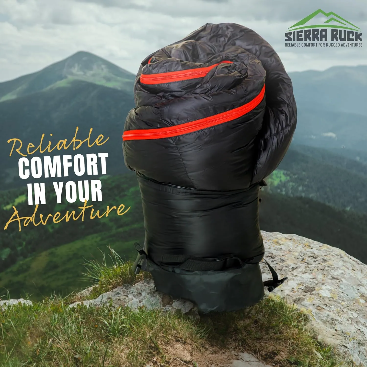 SIERRA RUCK 650 Down Sleeping Bag, Lightweight Pack for Hiking, Backpacking, Trekking and 4 Season Camping