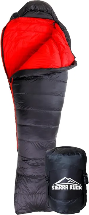 SIERRA RUCK 650 Down Sleeping Bag, Lightweight Pack for Hiking, Backpacking, Trekking and 4 Season Camping