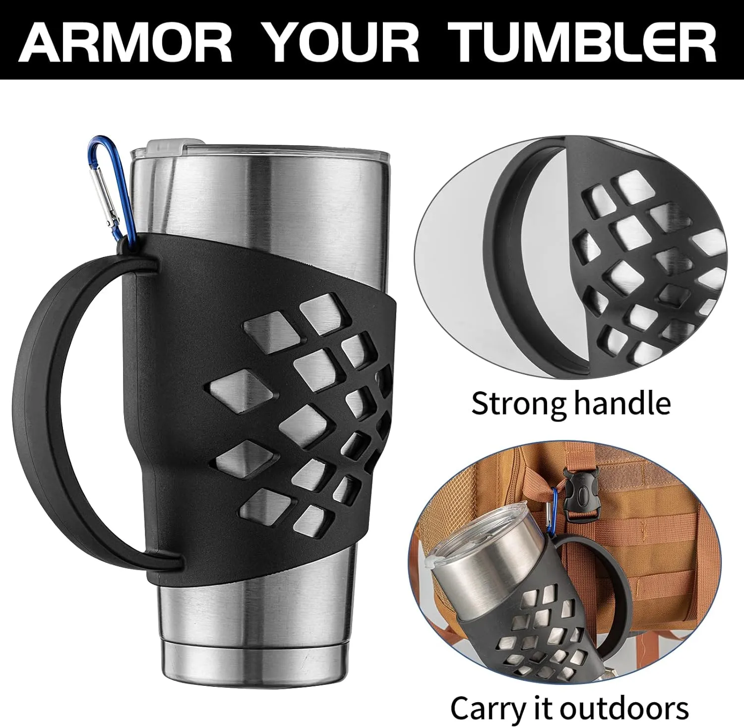 Silicone Sleeve for 30 oz Tumblers - Grip Holder for Yeti Rambler/RTIC/Corkcicle (Red)