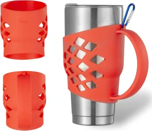 Silicone Sleeve for 30 oz Tumblers - Grip Holder for Yeti Rambler/RTIC/Corkcicle (Red)