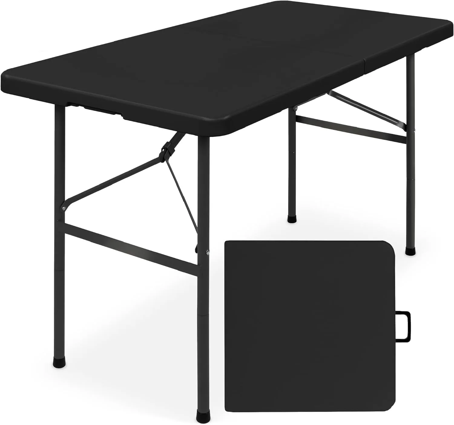 Simpli-Magic 4ft Plastic Folding Table, Indoor Outdoor Heavy Duty Portable w/Handle, Lock for Picnic, Party, Camping - Black