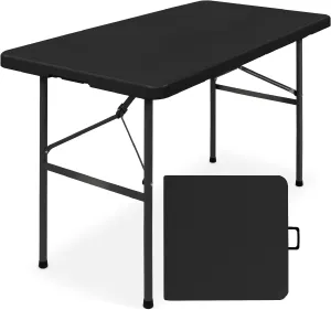 Simpli-Magic 4ft Plastic Folding Table, Indoor Outdoor Heavy Duty Portable w/Handle, Lock for Picnic, Party, Camping - Black