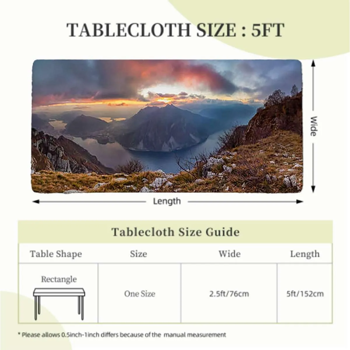 Slate Blue Orange Fitted Tablecloth Mountain Range with Creek Art Picnic Fitted Tablecloth Rectangle Table Cover Aerial View Fits up 5 Foot Tables