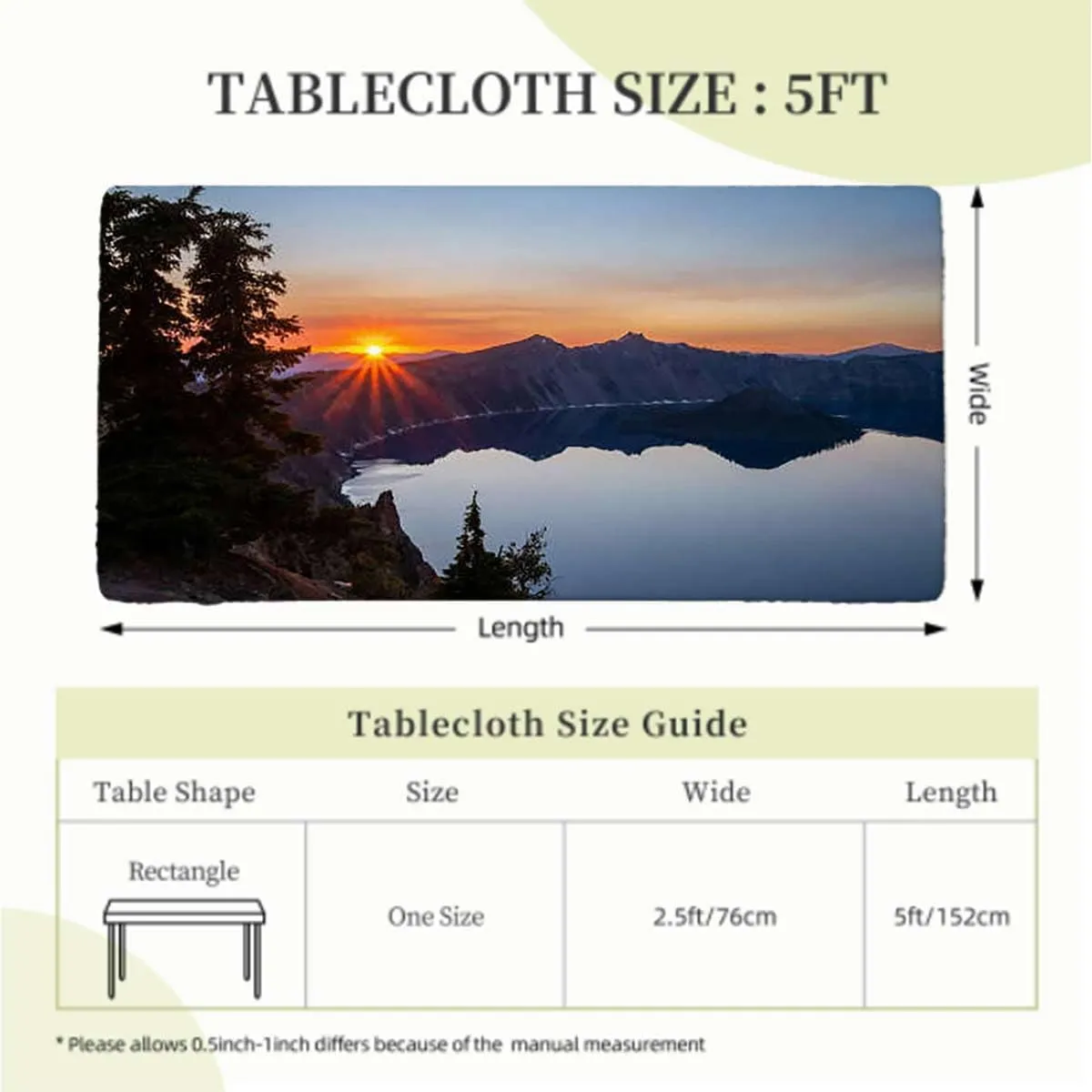 Slate Blue Orange Rectangle Tablecloth, Mountain Range with Creek Art Rectangle Table Cover for Outdoor Picnic Camping Parties Aerial View Fits up 5 Foot Tables