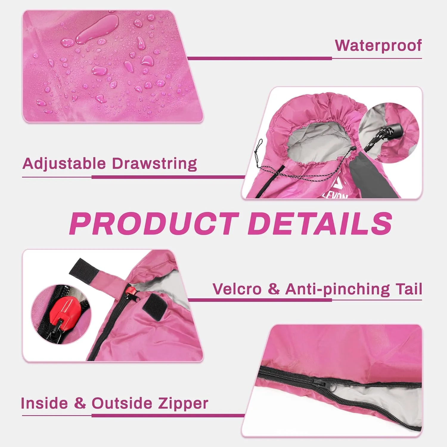 Sleeping Bag for Adults Teens Kids Cold Warm Weather, Portable Waterproof & Lightweight, Compact with Compression Sack, for 3-4 Seasons Camping, Backpacking, Hiking, Travel, Indoors Outdoors